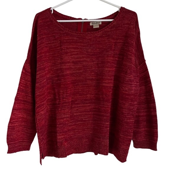 Lucky Brand Sweaters - Lucky Brand Rust Red Marled Sweater Zip Back Casual Round Neck Size Womens XL
